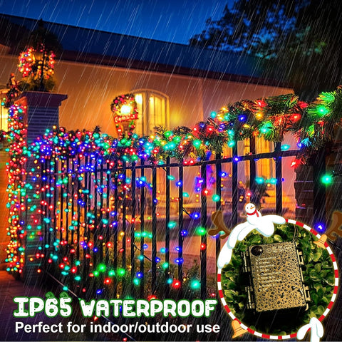 100 LED Multicoloured Christmas Fairy Lights – 2 x 5m Battery Operated Outdoor & Indoor String Lights with 8 Modes, Timer & IP65 Waterproof Design