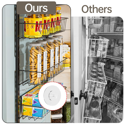 Delamu 8-Tier Over Door Storage Organiser, Adjustable Metal Pantry Shelves, Hanging Spice Rack for Kitchen, Bathroom & Laundry, White