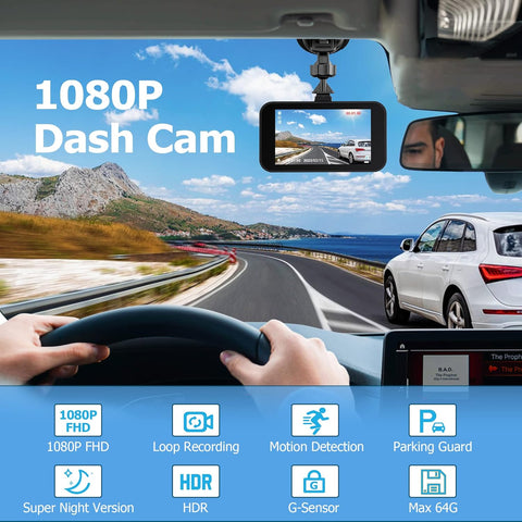 Diamond Lark 1080P FHD Dash Cam with 32GB SD Card & 170° Wide Angle