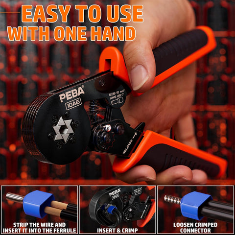 Ferrules Wire Crimping Tool Kit 1750pcs, Ferrule Crimper Tool for 0.08-10mm²/AWG28-7 Self-Adjustable, Hexagonal Crimp Tool Set with Twin Wire Ferrules, Ratchet Terminal Crimper - Copper Ferrule