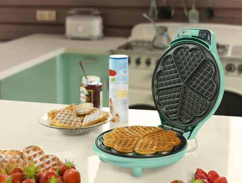 Mini Animal Cookie & Waffle Maker – 700W, Non-Stick Plates, Baking Indicator Light, Blue, Fun Mini Treats