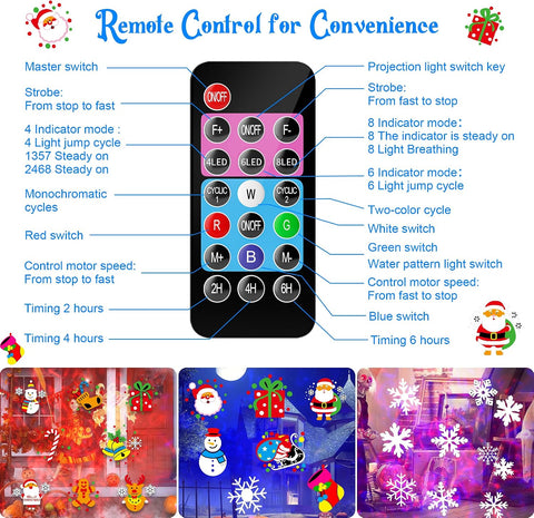 COOLWUFAN Halloween & Christmas Projector Lights Outdoor Indoor – 3D Ocean Wave LED Projector with Remote, 20 HD Effects, IP65 Waterproof, 5m Cable for Garden, Yard & Party Decor