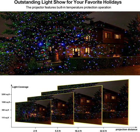 QUVVYN Outdoor Christmas Laser Projector Lights – RGB Moving Starry Laser with Remote Control, Timer, IP65 Waterproof Garden & Party Decoration