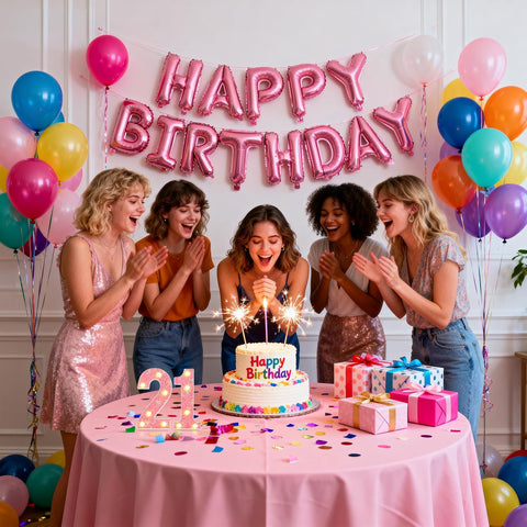 Pink LED Marquee Number 21 Birthday Light