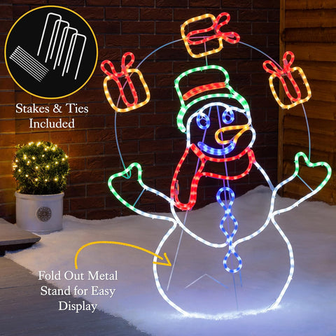 Christow Animated Juggling Snowman Rope Light – 200 Multicolour LEDs – UK