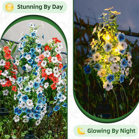 Solar Violet Garden Lights with Glowing Flowers & Stems (2 Pack)