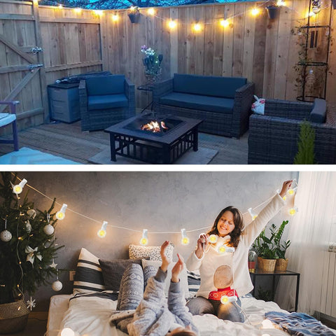 Wedding-ready festoon lights UK with weatherproof plastic bulbs.


