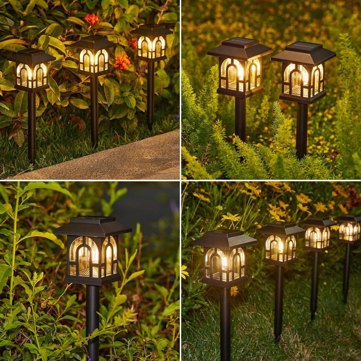 Solar Lights Outdoor Garden, 6 Pack Garden Lights Solar Powered Waterproof with Warm White Light, Retro Solar Garden Ornaments Outdoor Path Lights for Landscape, Patio, Yard, Pathway