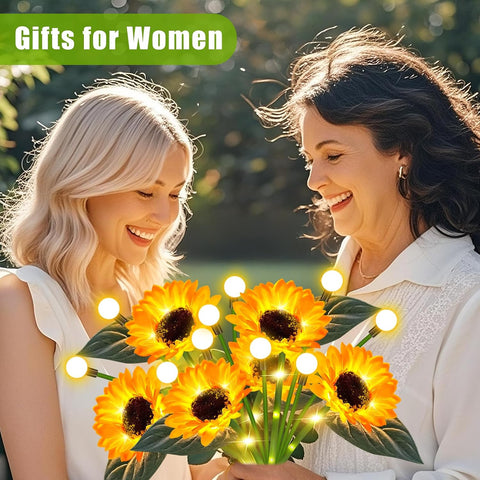 Solar Sunflower Lights 6 Pack Waterproof Outdoor Memorial Gifts for Mom Grandma,Solar Sunflower Lights Outdoor Garden Decor for Yard Patio Lawn Pathway Backyard