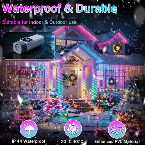 Rechargeable Fairy Curtain Lights 3x3m – Multicolour RGB LED Window Lights with App & Remote Control, 99+ Modes and Music Sync – Bring Every Celebration to Life with Colour