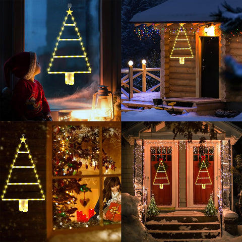 Moxled 2ft Warm White LED Ladder Christmas Lights with Timer – Battery Operated