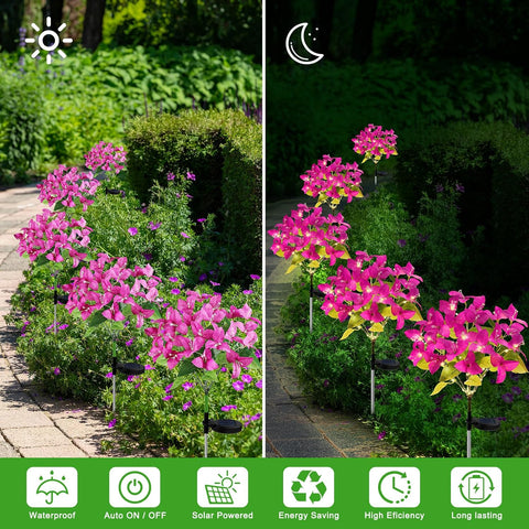 Joyoldelf 2 Pack Purple Bougainvillea Solar Lights for Outdoor Garden
