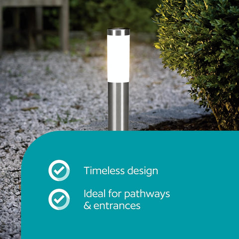 Eglo Helsinki Outdoor Lamp, Stainless Steel Outside Bollard Light, IP65