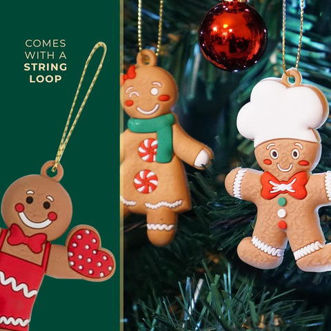 Gingerbread Ornaments Pack of 15 – Assorted Gingerbread Man Decorations with Strings