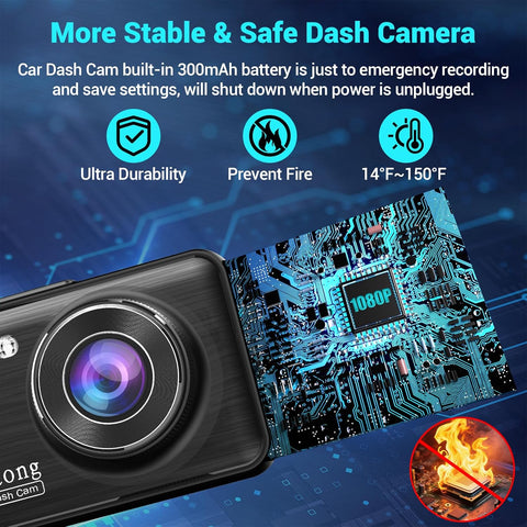 WiFi Dash Cam 1080P with 3" IPS Screen & Night Vision 32GB Car Camera