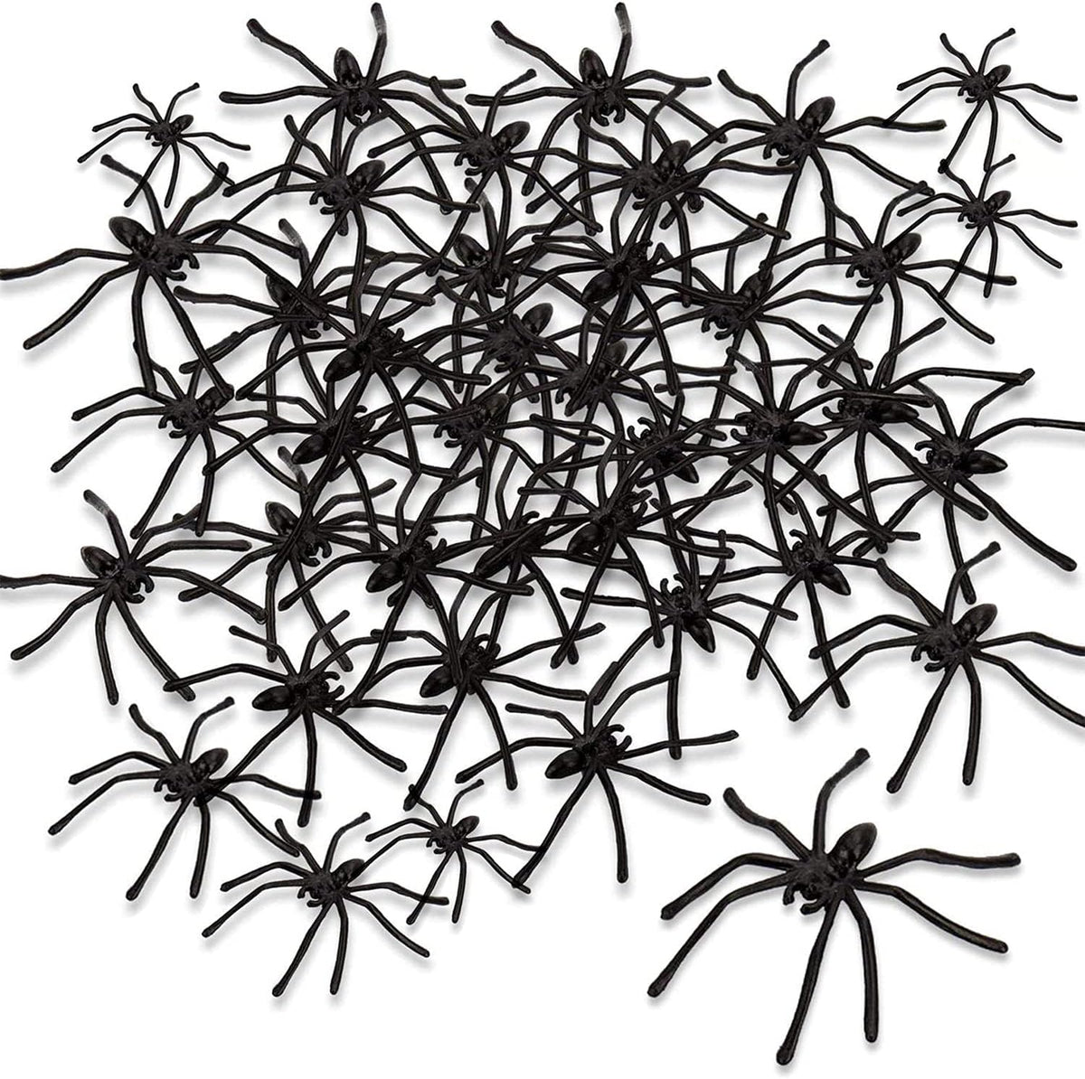 100 Pieces Halloween Spooky Black Plastic Spiders – Realistic Fake Spider Decorations for Halloween Parties, Pranks, Haunted Houses & Spooky Events