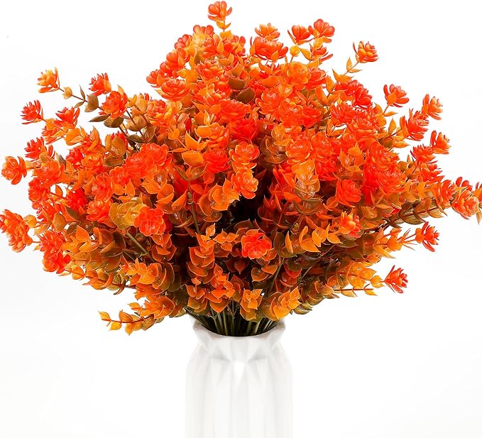 12 Bundles Artificial Fall Flowers No Fade Faux Autumn Plants,Fake Indoor Outdoor Greenery for Thanksgiving Christmas Wedding Party Home Garden Décor (Autumn)