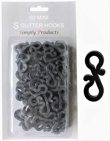 50 Pack Christmas S Mini Gutter Hooks – Black Weatherproof Plastic Clips for Outdoor String Lights & Rope Lights – Make Festive Decorating Easier, One Light at a Time