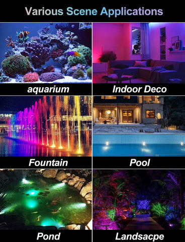 NATPOW RGB Underwater Pond Lights – IP68 Submersible LED Spotlights with APP & Remote Control for Ponds, Fountains, Pools & Gardens