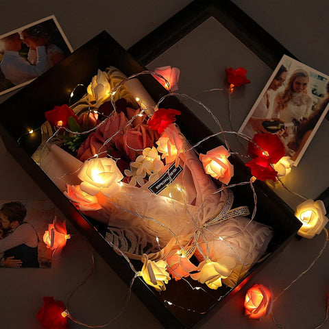 Rose Flower LED String Lights, 9.8ft Battery Operated Fairy Garland for Romantic Home & Event Décor