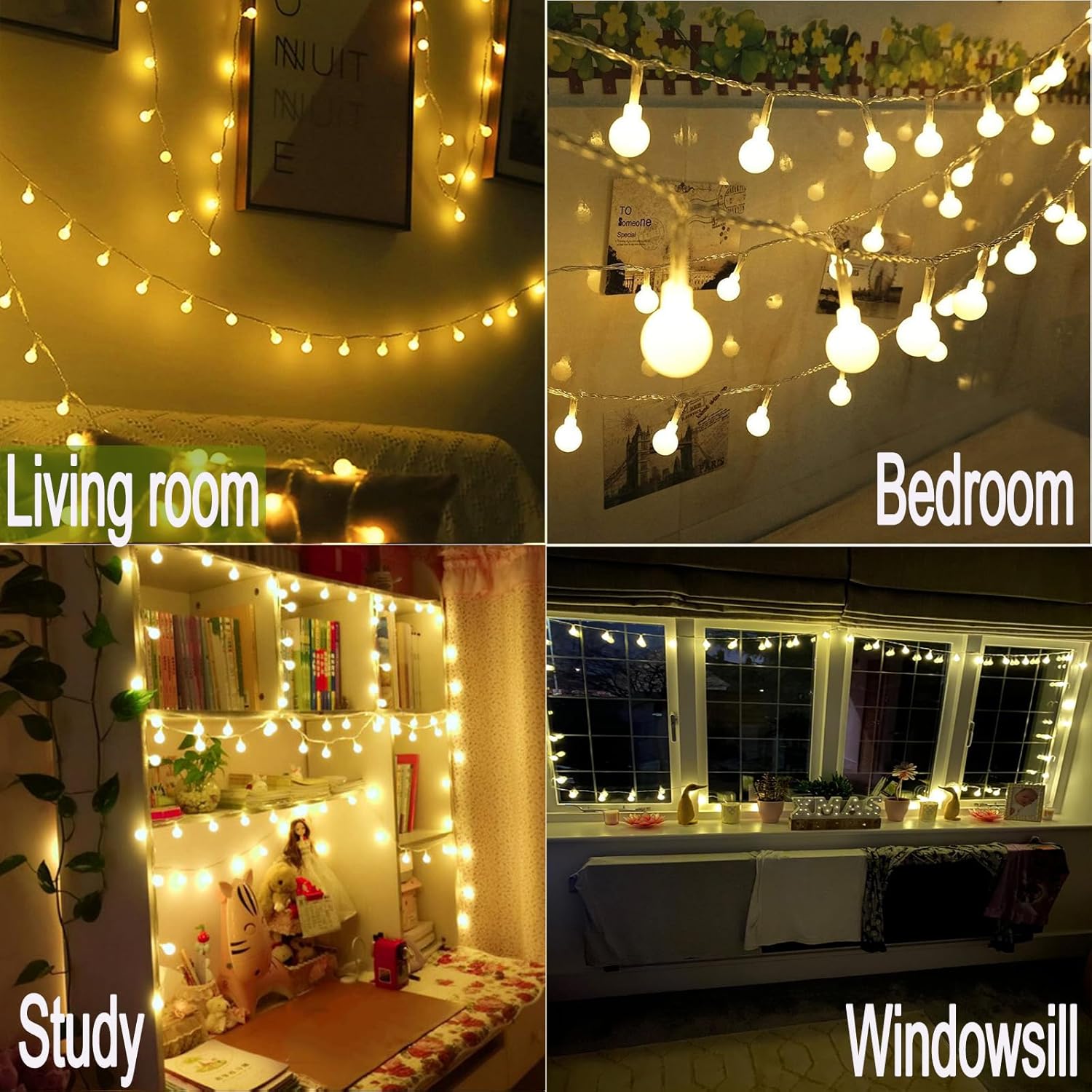 Battery Fairy Lights, Christmas Lights Battery Powered with 8 Lighting Modes 16ft 50LEDs Waterproof Fairy Lights for Bedroom Outdoor Party Living Room
