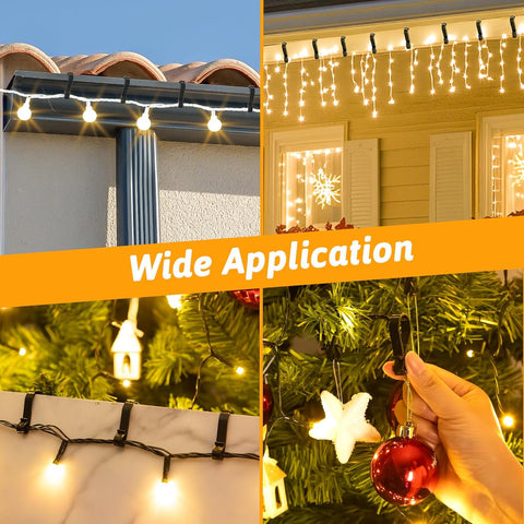 Dalugo 40 Pcs Black Plastic Gutter Hooks for Outdoor Lights – S-Shaped Christmas Light Clips for Gutters, Icicle Lights, LED Decorations & Festive Displays