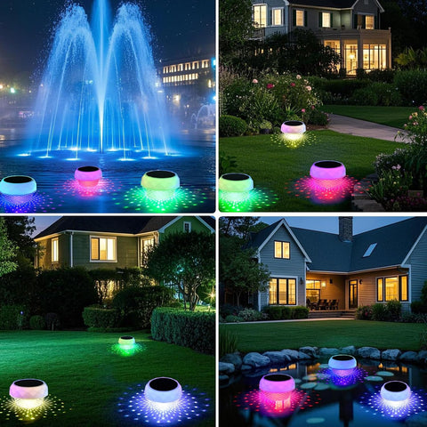 Solar Pond Lights Outdoor – IP68 Waterproof Floating LED Light with Remote Control, Timer & 8-Colour RGB Lighting for Ponds, Pools, Hot Tubs & Garden Water Features