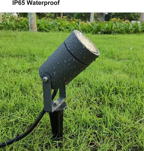 DAWALIGHT Garden Spike Light GU10 5W 3000K Warm White LED Outdoor Spot Lights Mains Powered IP65 Waterproof Adjustable Landscape Lights for Garden Path Lawn Walkway, Aluminum, Dark Grey