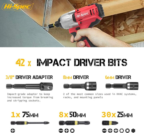 Hi-Spec 44Pc Impact Drill Driver Screw Bit Set S2 Steel Hex Torx PZ PH Nut Driver Kit – 1/4" Hex Shank Heavy Duty Screwdriver Bits In Compact Case