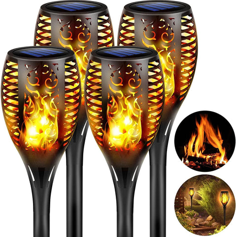 Upgraded Solar Torch Lights 4 Pack, 43" 96 LED Waterproof Outdoor Dancing Flames, Auto On/Off Dusk to Dawn Flickering Landscape Lighting for Pathway Yard Patio Garden Decoration.