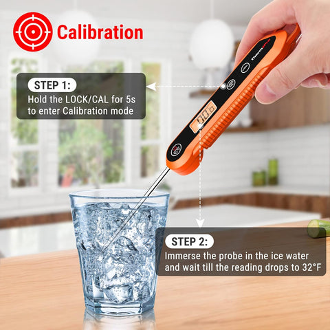TP03H Orange Meat Thermometer IPX6 Waterproof Digital Food Probe