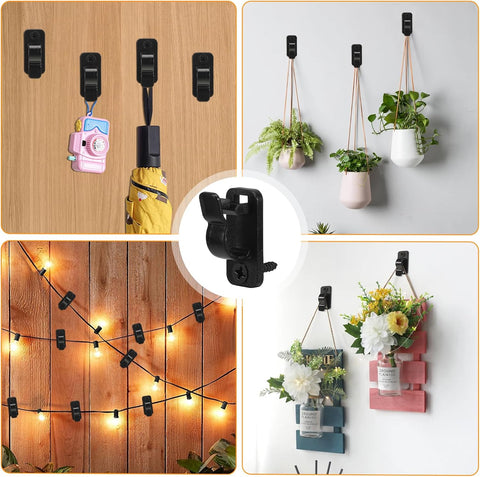 100 Pack Screw-In Hooks for Outdoor String Lights – Black Fence Clips with Stainless Steel Screws for Gardens, Patios & Christmas Decorations – Give Your Favourite Spaces a Little More Glow
