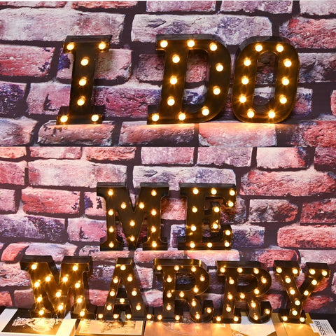 Black Alphabet Marquee Letters LED 26 Alphabet Light Up Letters with Diamond Bulb Battery Powered Led Letter for Wedding Birthday Christmas Home Bar Decoration Party Night Light (Black Letter K)