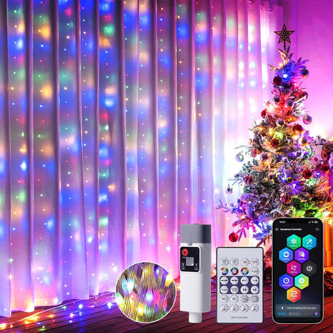 Rechargeable Fairy Curtain Lights 3x3m – Multicolour RGB LED Window Lights with App & Remote Control, 99+ Modes and Music Sync – Bring Every Celebration to Life with Colour