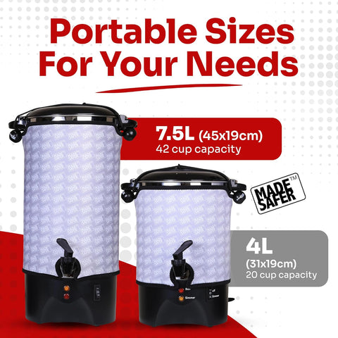 Made Safer 7.5L Hot Water Urn – Energy-Efficient Boiling Dispenser for Tea, Coffee & Drinks, 40 Cup Capacity, UK Design