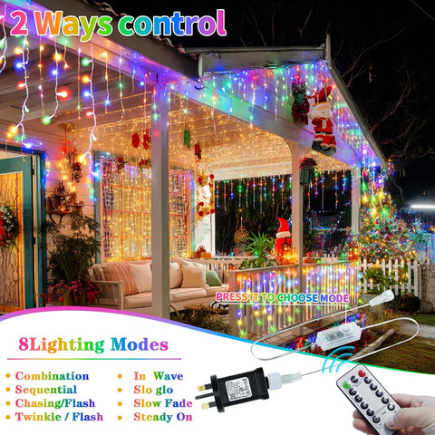 660 LED Outdoor Icicle Christmas Lights 25m/82ft – IP65 Waterproof Fairy String Lights with 8 Modes, Remote & Timer for Porch, Roof, Garden & Balcony - Turn Your Home into a Winter Wonderland
