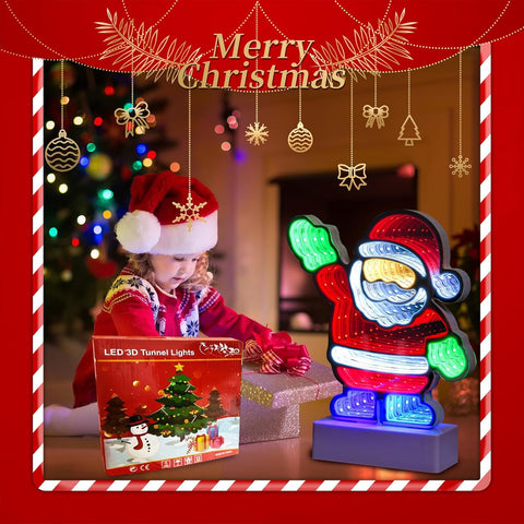 Christmas Infinity Lights Mini Santa Claus Table Decoration – Multicolor LED