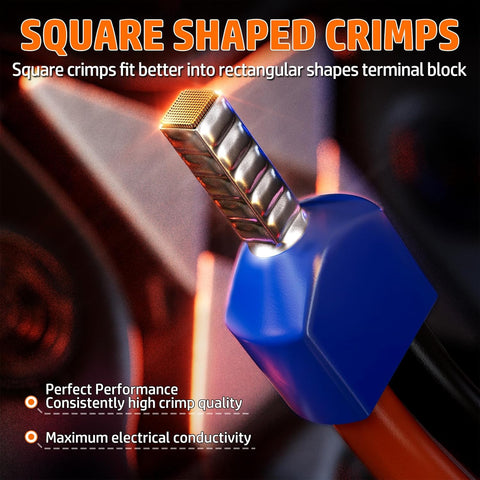 Ferrule Crimping Tool Kit, Square Pliers 0.25-10 mm², 24 Sizes Ferrules & Wire Stripper for Electrical Wiring/DIY Terminals | Self-Adjusting Ratchet Crimper - Copper Ferrule Kit