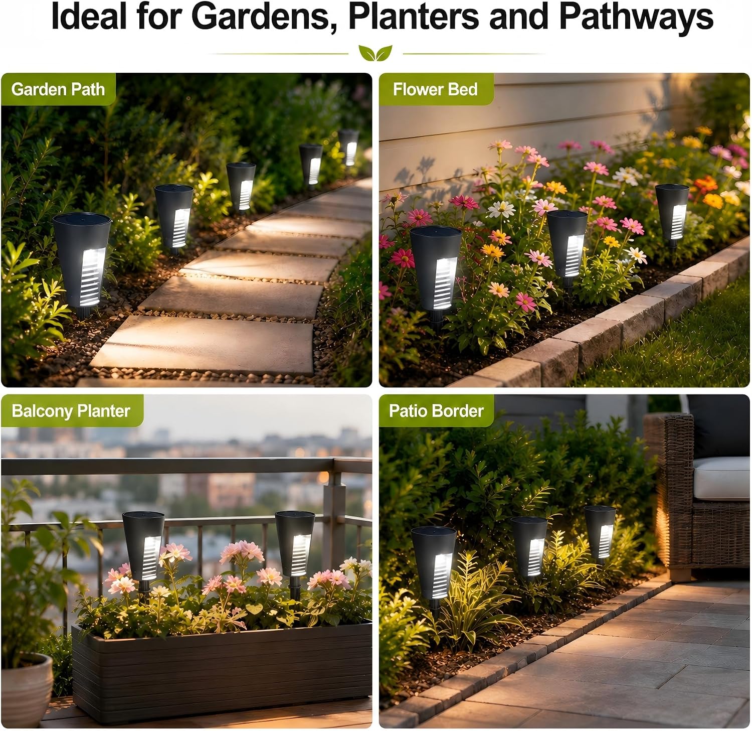 Solar Pathway Lights Outdoor 4 Pack, Mini Louvered Stake Lights