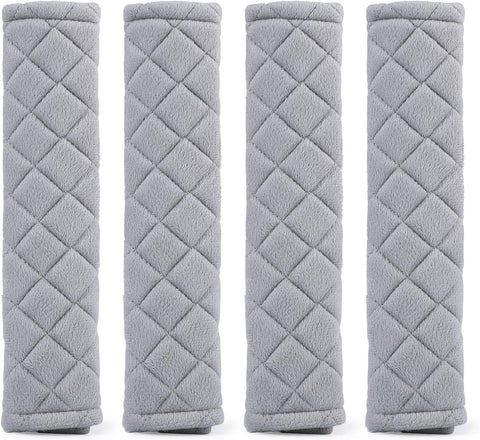 Lanjue 4PCS Grey Seat Belt Strap Covers – Soft Plush Shoulder Pads