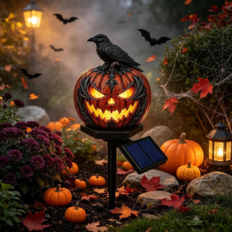 Solar Light Halloween Pumpkin Design Waterproof Yard Decoration