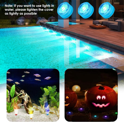 3 Pcs Mini Submersible LED Lights – Waterproof RGB Colour Changing Tea Lights with Remote Control for Ponds, Vases, Aquariums & Decorations
