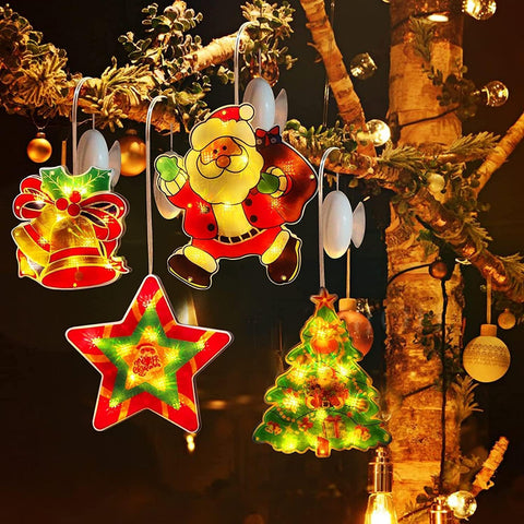 XINFTEUE Lighted Santa Christmas Window Silhouette – Warm White Battery Operated