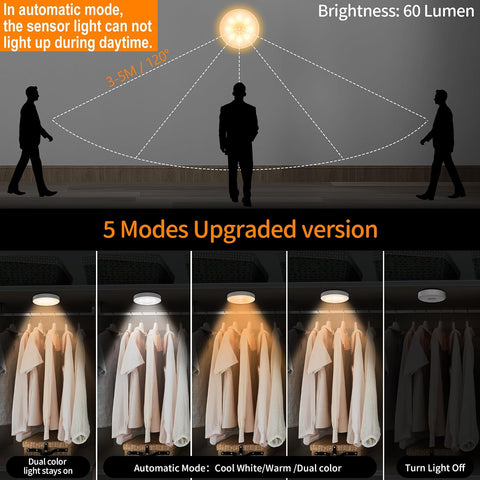 daphomeu 6 Pcs Motion Sensor Lights Indoor USB Rechargeable – LED Night Lights for Bedrooms, Kitchens, Cabinets & Stairs - Let the Light Find You When You Need It