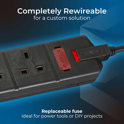 Heavy Duty 4-Socket Extension Lead 2m Black 13A