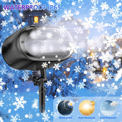 Christmas LED Snowflake Projector Lights – Large Outdoor Moving Snowfall Light