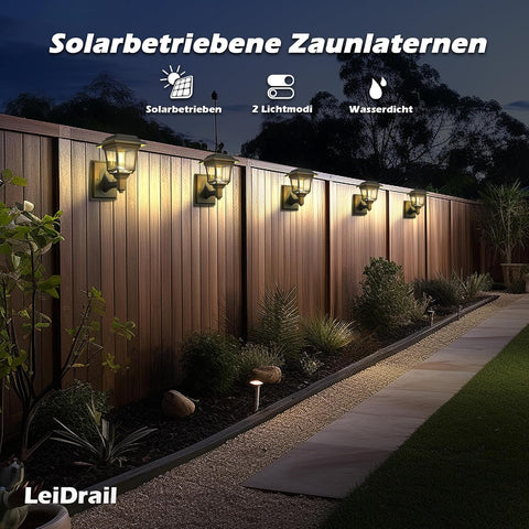 Solar Fence Lights Outdoor – 2 Pack Waterproof LED Wall Lights – Warm/Cold White – Garden, Patio & Yard Decor