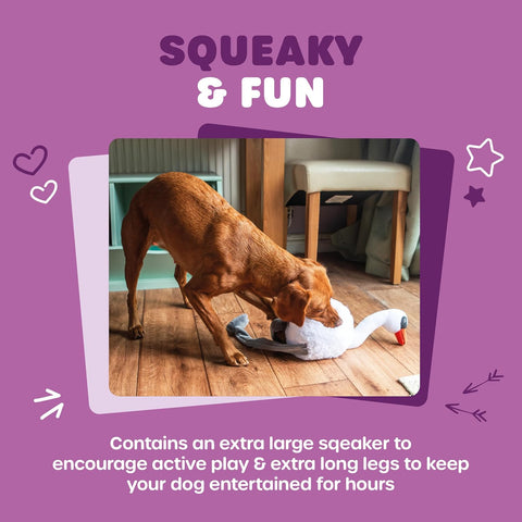 Plush Squeaky Swan Dog Toy with Long Legs