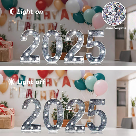 Letter O Style LED Marquee Lamp, Silver Glitter Light Up Letter Sign, Battery Powered Tabletop Decorative Marquee Light with On/Off Switch for Wedding, Birthday, Party and Home Decor
