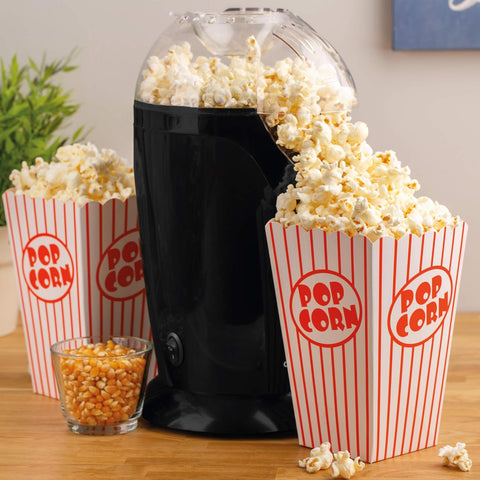 Andrew James 1200W Hot Air Popcorn Maker Machine with 8 Cinema Boxes – Black